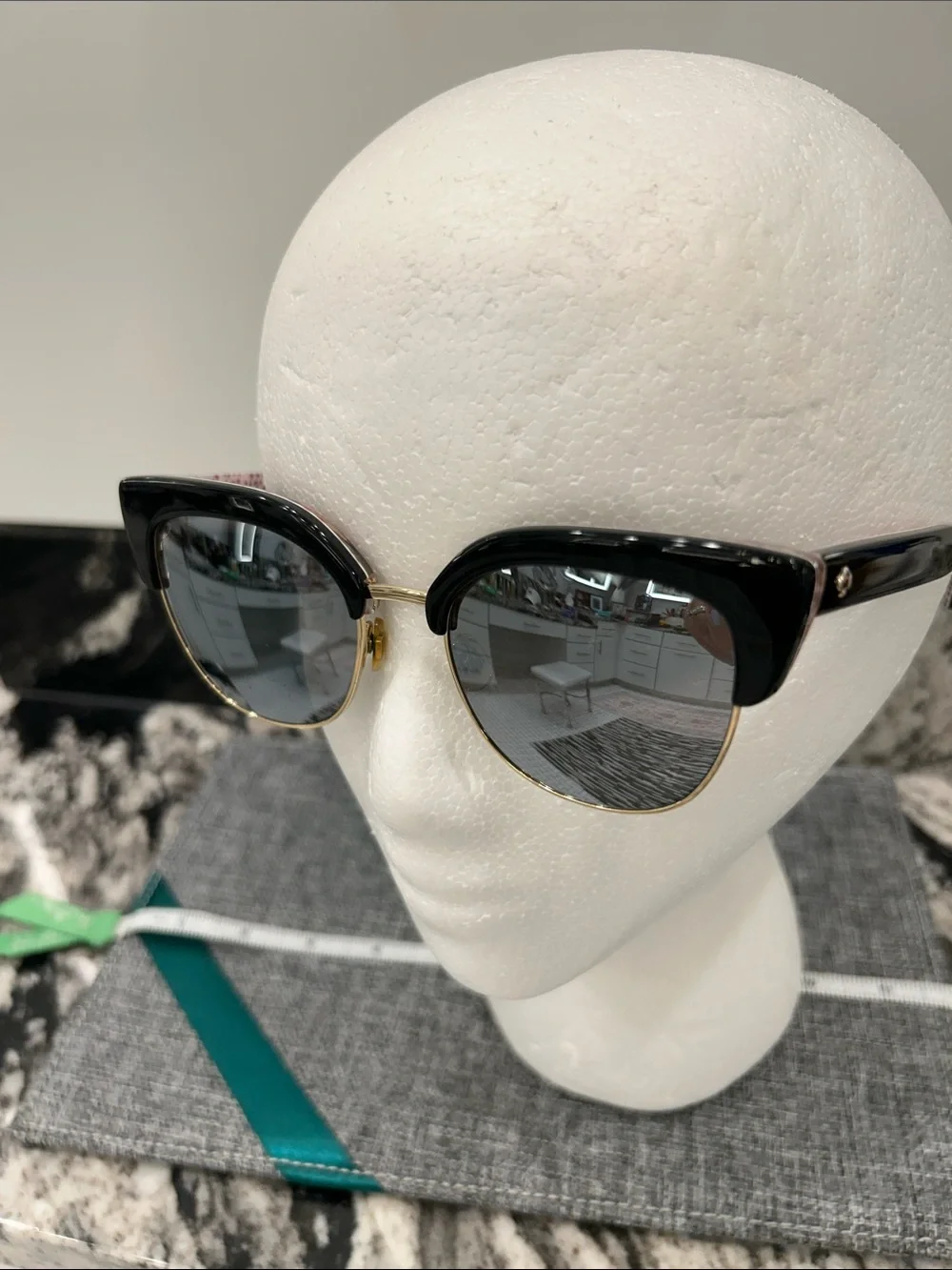 kate spade Black and Gold Cat-Eye Sunglasses